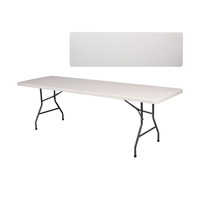 10-Sitzer 2,4m Langer Moderner Outdoor-Esstisch Rechteckiges HDPE-Kunststoff Klappbares Party-Stuhl- und Tisch-Set für Heim und Veranstaltungen