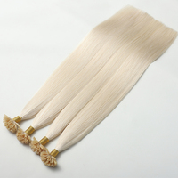 Extensions de cheveux humains russes Remy de qualité supérieure, à pointe en U, en kératine italienne, double épaisseur, couleur blonde, pré-collées, à pointe en forme de clou