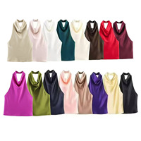 Robe Midi Décontractée Anti-Plis Effet Vieilli en Soie Satinée à Col Halter, Nouvelle Collection Été 2025, Vente en Gros pour le Commerce International 3203317