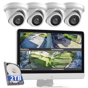 GWSECU LCD NVR 콤보 키트 모니터 스크린 포함 8채널 4K H.265 2TB HDD 4개 5MP PoE IP67 카메라 야간 투시 얼굴 인식 - Product Image 1