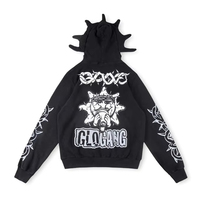 Sweat à capuche thermique en coton 100% brodé Glo Gang Winter avec imprimé de dessin animé, imperméable et respirant, sweat à capuche décontracté