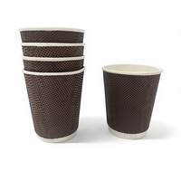 Gelas Kertas Berdinding Ganda Pabrikasi Kustom 8oz, Gelas Kertas Bergelombang untuk Minuman Panas, Cocok untuk Perlengkapan Kedai Kopi, Dilengkapi Tutup PS/PP