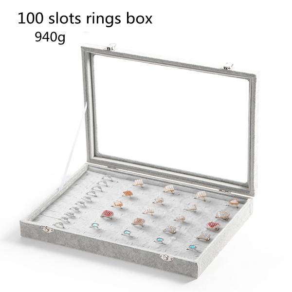 Scatola per anelli grigia da 100 slot