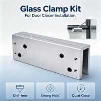 Support de fixation pour ferme-porte automatique sans perçage pour porte en verre trempé sans cadre