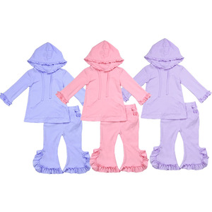 Conjunto de Dos Piezas de Ropa para Niñas, Sudadera con Capucha de Algodón y Pantalones con Volantes - Product Image 1