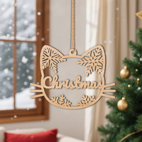 Vietnam personnalisé en bois arbre de noël suspendus ornements chat forme signe de bienvenue décoration de vacances