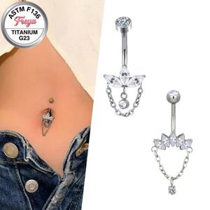 Piercing de nombril en titane hypoallergénique 14G avec étoile en zircon, bijoux en gros - Product Image 4