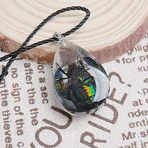 Collier en résine pour homme, tendance, 18 pouces, avec pendentif <span class=keywords><strong>scarab</strong></span>ée en résine véritable, insecte - Product Image 2