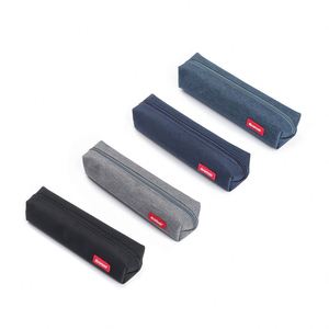 Étui à crayons portable de haute qualité, lavable, en toile noire et grise, mini pochette pour stylos, sac à crayons pour étudiants, fournitures scolaires - Product Image 4