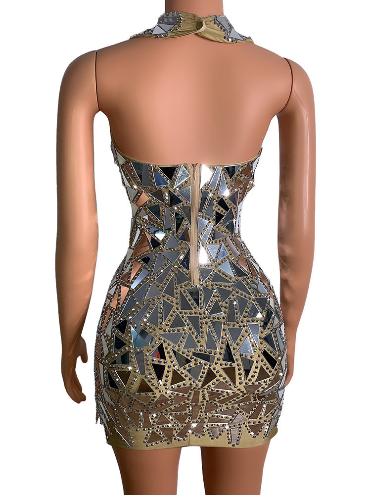 mirrored mini dress Short Homecoming Dress with Diamond Sequins– PromGirl