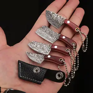Gantungan Kunci pisau Mini, pemotong saku Set untuk kotak pembuka paket pisau kecil gantungan kunci dengan lengan kulit kecil