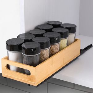 Pull <b>Out</b> Spice Rack for Kitchen Cabinet, Bamboo <b>Easy</b>-to-Install Spice Cabinet Organizer - Product Image 1