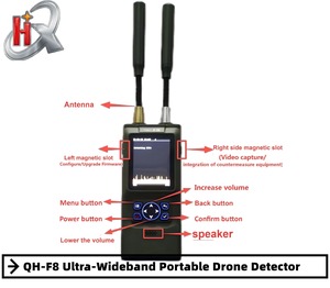 Détecteur de drones portable QH-F8, détecte les drones multi-marques de 100 MHz à 8 GHz et intercepte les vidéos FPV - Product Image 4