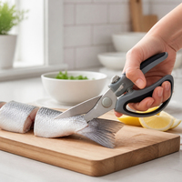 Ciseaux de cuisine robustes Oultry, 9 pouces, en acier inoxydable, pour os de poulet, avec ressort et verrou de sécurité en plastique