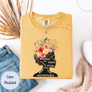 T-Shirt da Donna Comfort Colors, Vestibilità Regolare, Collo Tondo, Stampa Floreale, 100% Cotone, Stile Casual per Tutte le Stagioni - Product Image 1