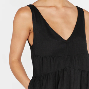 Nuovo Design Tongrui: Abito Lungo in <span class=keywords><strong>Lino</strong></span> <span class=keywords><strong>Nero</strong></span> con Scollo a V, Elegante e Casual per Donne e Signore - Product Image 5