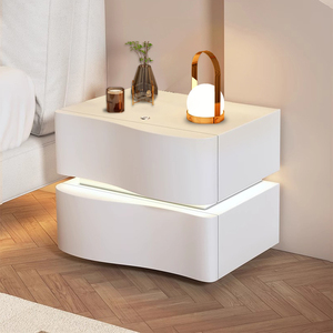 기술 중국 도매 LDE 라이트 화이트 블랙 정품 가죽 나무 침대 옆 보관 캐비닛 현대 침대 옆 캐비닛 - Product Image 2