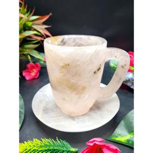 Taza de té con platillo en increíble piedra de cuarzo rosa - SOLO 1 taza y 1 platillo - Product Image 3