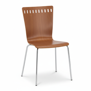 Sillas de comedor de cuero de diseño moderno, muebles de madera apilables para el hogar con uso general en la cocina - Product Image 1