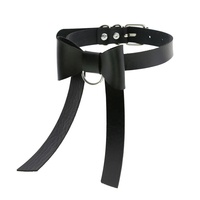 Collier en cuir avec nœud papillon, accessoire de mode Punk et gothique