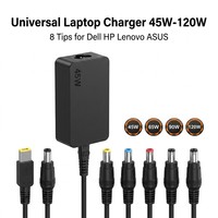 Chargeur universel pour ordinateur portable THEONE 45W 65W 90W 120W, adaptateur secteur pour ordinateur portable avec 8 embouts pour Dell HP Lenovo ASUS