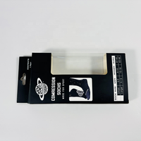 Boîte d'emballage personnalisée en carton noir pour chaussettes de compression avec fenêtre transparente en PVC et languette de suspension, boîte de présentation pour chaussettes de sport avec taille
