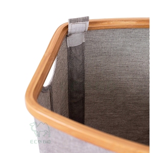 Panier à linge en tissu Oxford et bambou, pliable, avec poignées, pour chambre, salle de bain, dortoir - Product Image 2
