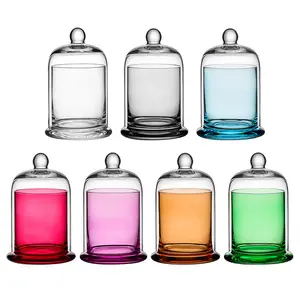 2023 luxe élégant navire vide verre arc-en-ciel couleur sublimation en forme de cloche pot de bougie avec couvercle boîte à bougies pour faire des bougies