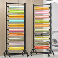 Support d'affichage métallique multifonctionnel personnalisable de style moderne pour rouleaux de tapis et tissus noirs