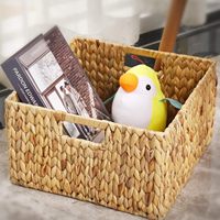 Paniers de rangement en jacinthe d'eau Yulin Jiafu pour l'organisation, paniers décoratifs en osier avec poignées de transport, lot de 2, naturel