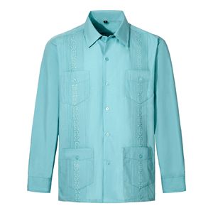 Camisas <span class=keywords><strong>Guayaberas</strong></span> <span class=keywords><strong>para</strong></span> <span class=keywords><strong>Hombre</strong></span> 2026, Fabricadas en Fábrica OEM, Estilo Cubano y Mexicano, Manga Larga - Product Image 4