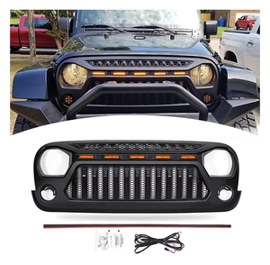 Arrabbiato squalo paraurti anteriore Offroad griglia di ricambio decalcomania con luce griglie per <span class=keywords><strong>Auto</strong></span> 07-18 Jeep Wrangler negozio di ricambi <span class=keywords><strong>Auto</strong></span> - Product Image 1