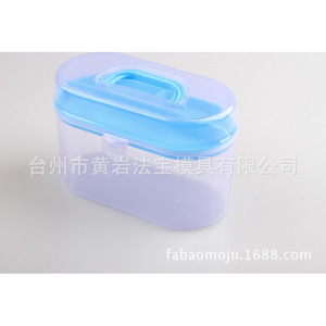 Caja de almacenamiento ovalada de plástico de doble capa con asa para organizar agujas de coser, hilo y arcilla - Product Image 4