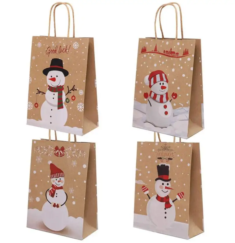 Bolsas de papel Kraft para regalo de Navidad, suministros de envoltorio, dulces para decoraciones de fiesta de cumpleaños para niños