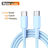 Cable USB-C a Tipo-C de Carga Rápida de 1M 60W 3A con Trenzado de Nailon y Conector en Ángulo Recto para Computadora y Cámara, Venta al Por Mayor de Fábrica China