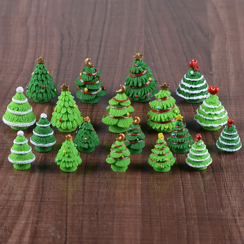 4Cm Kerstboom Beeldjes Voor Mystery Box Fairy Tuin Miniatuur Resin Craft Home Standbeeld Ornament Mos Terrarium Ingemaakte Decor