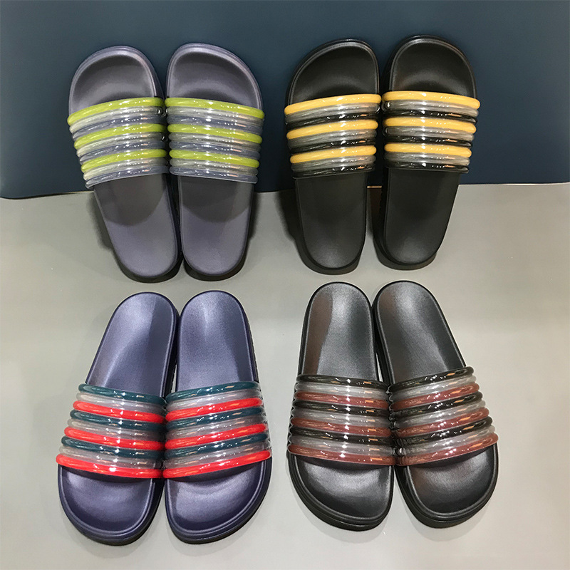 OEM Custom Black Slides Footwear PVC Slippers Men Women Non-slip Soft Home Slipper