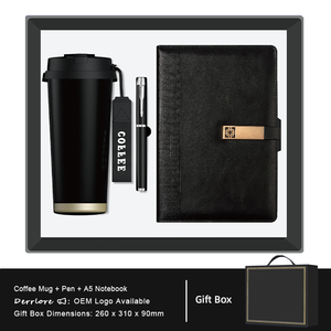 Ensemble cadeau de tasse à café avec logo personnalisé + stylo + carnet, accessoires de bureau haut de gamme pour les promotions d'entreprise et les cadeaux d'affaires - Product Image 2