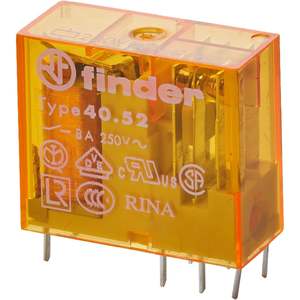 Mini-relais Finder 40.52 8A 250V AC à montage sur circuit imprimé, électromagnétique, contact 1NO - Product Image 1