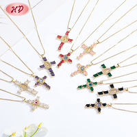 Collier pendentif croix en zircon plaqué or 18 carats de haute qualité, simple et tendance, pour femmes, fournisseur de mode chrétienne
