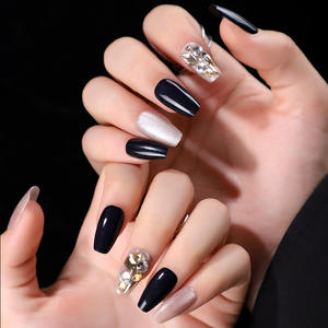 30 <span class=keywords><strong>Uñas</strong></span> Postizas <span class=keywords><strong>Cortas</strong></span> <span class=keywords><strong>Cuadradas</strong></span> Color Champán, Nuevas con Brillo Explosivo y Cristal, <span class=keywords><strong>Uñas</strong></span> de Gel con Efecto Ojo de Gato, Removibles y Adhesivas - Product Image 3