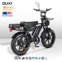 Vélo électrique tout-terrain pour adultes EU USA V8 Ultra Plus avec suspension intégrale, pneus larges, batterie au lithium 48V 750W/1000W, roues de 20 pouces, haute vitesse