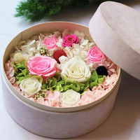 Boîte-cadeau de fleurs florales rondes avec logo personnalisé Boîtes en velours pour fleurs Boîte-cadeau de maman pour la Saint-Valentin