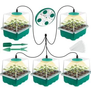 8 LEDs Germination Starter Seedling Tray Black Seedling Box Hydroponic Agriculture Seedling Tray Plant Nursery Seed Trays