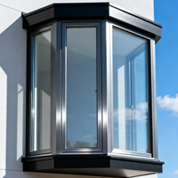 Fenêtres à battants en verre trempé pour patio avec cadre en aluminium, design moderne, baie vitrée pour maisons