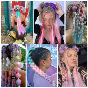 Extensiones de oropel de alta calidad de 24 pulgadas, cola de caballo larga y recta, cola de caballo falsa, postizo único, fibra de alta temperatura - Product Image 6