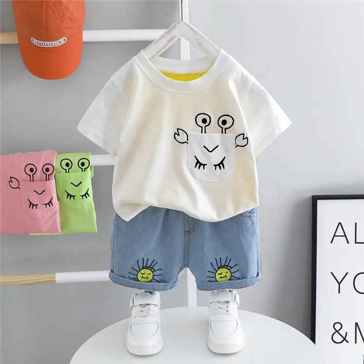 Wholesale Cheaper boys t-shirt set kids summer clothes toddler boys clothing