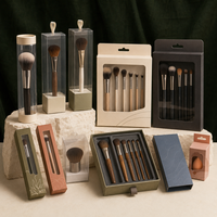 Tube transparent pour pinceaux cosmétiques en carton avec manchon en PET transparent pour présentoir de pinceaux haut de gamme, fabricant de boîtes à marque privée