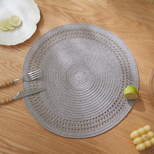 <b>Round</b> Woven Placemats Heat Insulating <b>Table</b> Mats Nordic Style Solid Color <b>Round</b> Shape Green Off <b>White</b> Gray - Product Image 4