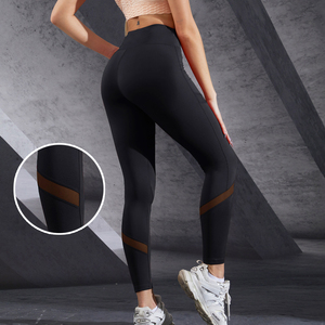 Women's Wholesale Breathable Solid High Waist Mesh Pants Custom Logo Yoga Sports Leggings for Outdoor Exercise Gym Use <strong>Tights</strong>
